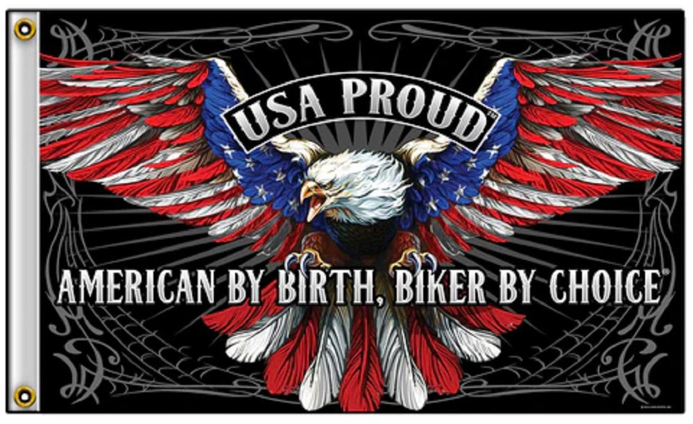 American by Birth, Biker by Choice Flag 3 x 5
