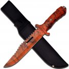 Survivor Outdoor Fixed Blade Knife 12-Inch Overall Orange Camo