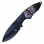 Buckshot Black Skull Feathers Pocket Knife 7 3/4 inch