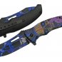 Black Blue Cat Demon Skull Pocket Knife