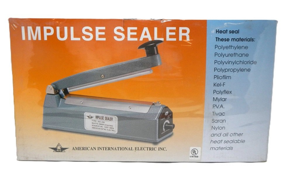 NEW AIE-200 Impulse Handheld Bag Sealer, 8" Max. Seal Length, 2 mm Seal Width