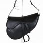 100% Authenitc Christian Dior SVG44001S Logo Grained Calf Leather Saddle Handbag Silver Black