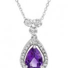 14k Gold Amethyst & Diamond Necklace