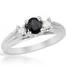 10k White Gold Blue Sapphire & Diamond Ring Size 6.5