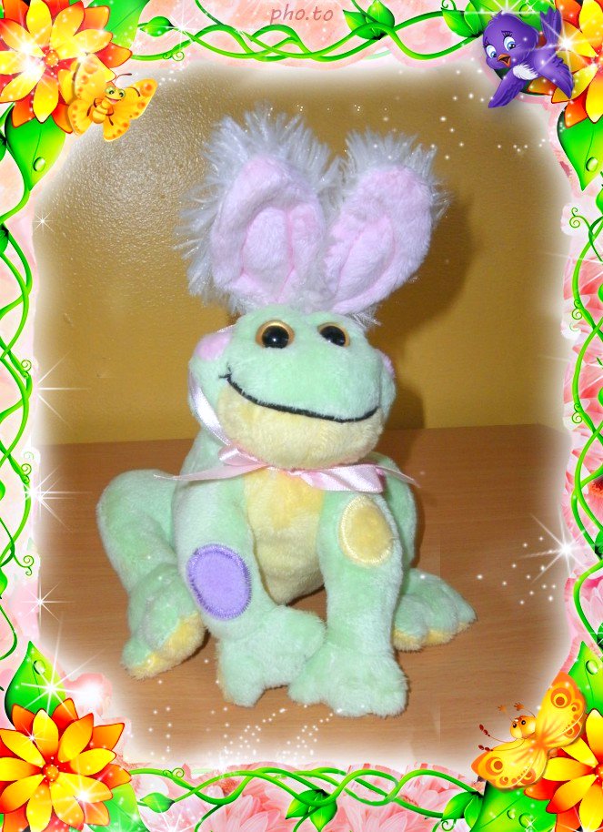 GANZ HE8613 FRABBIT SOFT FROG WITH BUNNY RABBIT EARS PLUSH