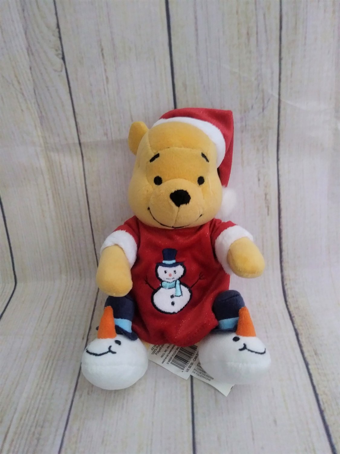Disney Winnie The Pooh Christmas Snowman Pajamas/ Slippers Bean Bag Plush