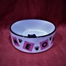 Whisker City White and Pink Cat Bowl with "MEOW" Letters, Kitten Face Inside