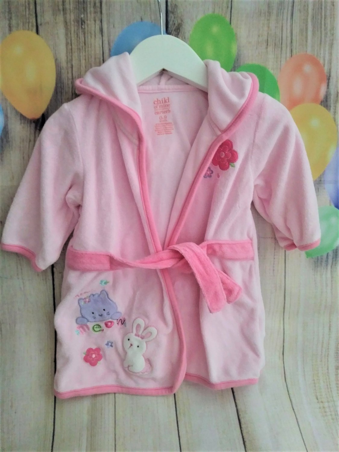 Carter's Child of Mine Pink Baby Girls MEOW Bathrobe Size 09 Months