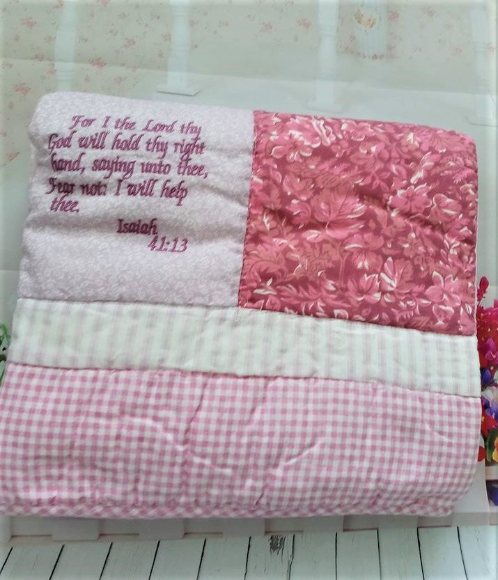 Bible Verse Baby Blanket Beautiful Cotton Quilt Unique Christian Gifts