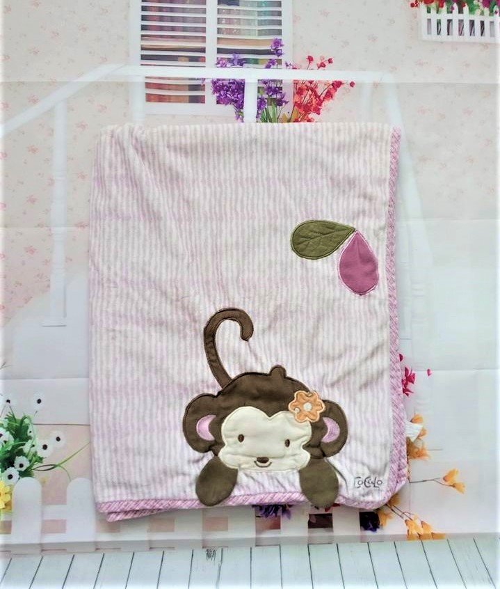 CoCalo Baby Jacana Sherpa Blanket Brown Monkey Face
