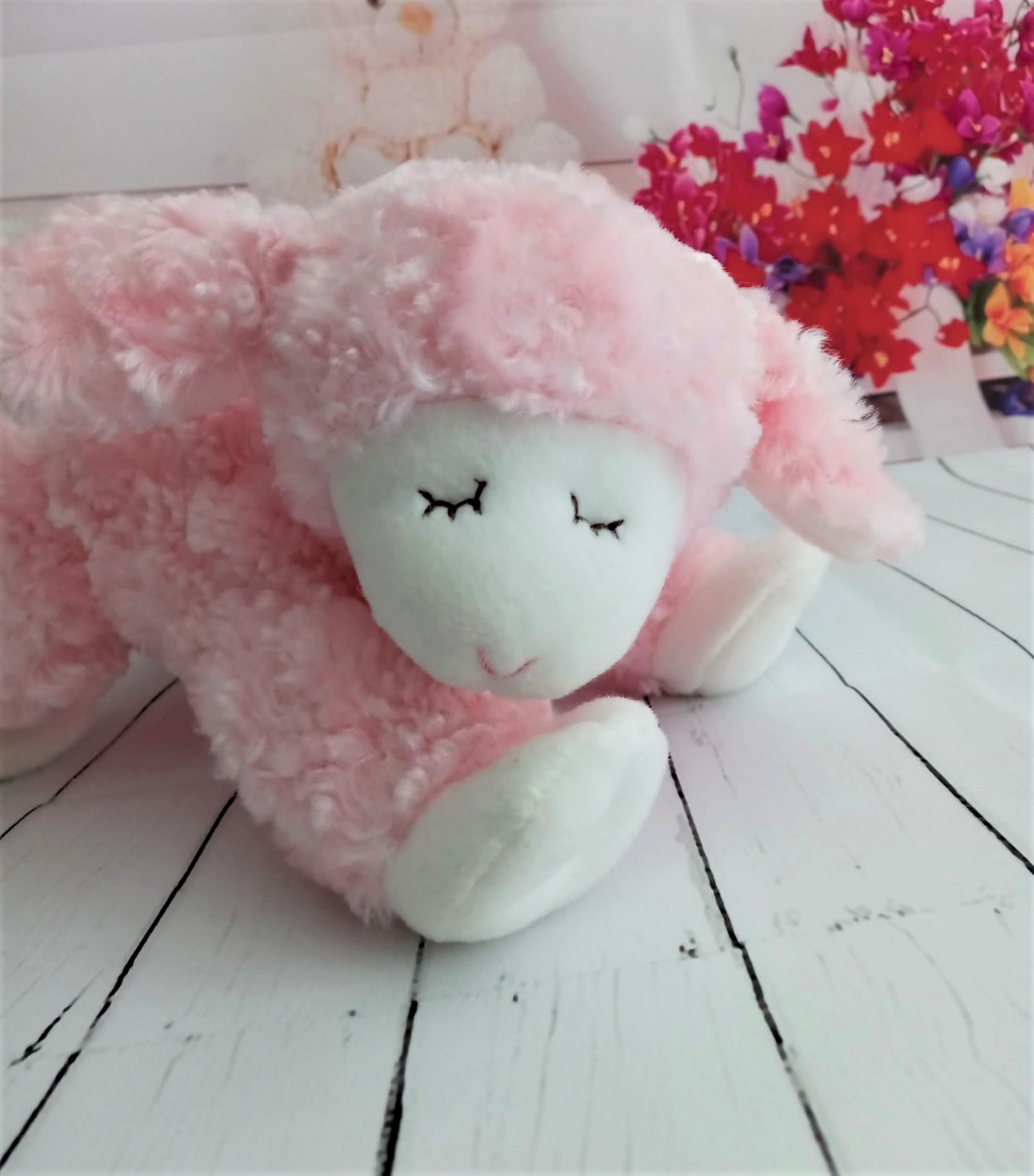 pink lamb stuffed animal