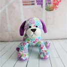 Ganz Webkinz White Plush Dog with Heart/Flower Pattern, Purple Ears Tail and Paws "Peace Out Puppy"