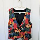 Snowden & Friends - Raggedy Ann and Andy Black Christmas Vest Red Heart Buttons