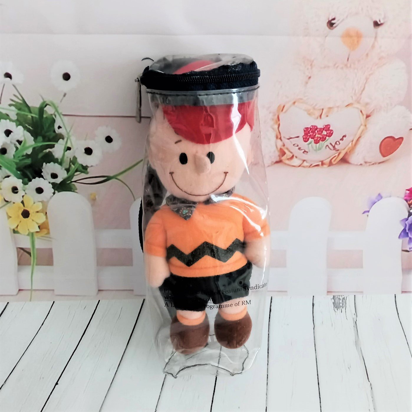 RARE Peanuts United Feature Syndicate - Charlie Brown with Red Cap Plush in Plastic Case