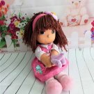 Precious Moments Sherwood - Cloth Doll, Pink Dress with White Polka Dots and Tulip Flower