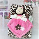 2-Piece Set Monkey Pink Security Blanket / Leopard Blanket , for Baby Girl