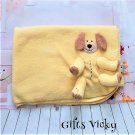 Ty Baby Cuddlepup 2004 - Yellow Fleece Blanket -  Puppy Dog 3D Lovey