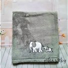 Cloud Island - Gray Baby Blanket with White Embroidered Elephant Mommy and Baby.