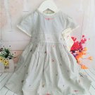Little Me - Gray Striped Dress with Lace and Embroidered Flowers/Matching Socks, Girl Size 9 Months