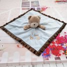 Child Of Mine Carters Light Blue Security Blanket with Tan Rattle Teddy Bear  "I LOVE HUGS"