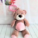 KellyToy Kelly Baby 2016 - Pink Brown Teddy Bear with Clip-On Crinkle Rattle