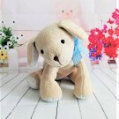 Just One Year Carter's by Prestige -Tan Dog Rattle Plush with Light Blue Gingham Ribbon