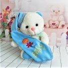 Angel Toy Co. - White Teddy Bear with Nightcap and Blue Blanket in Hand