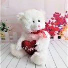 Aurora World - "LOVE THE BEAR II" White Teddy Bear Red Bow with White Hearts on Neck