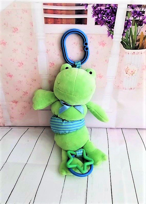 Koala Baby - Clip-On Green Plush Frog Rattle Vibrates with Ribbit Sound