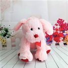 Animal Adventure 2017 - Pink Dog Plush with Red Hearts Ribbon on Neck, Button Eyes