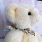 Vintage 1990 Baby Gund - Cream Teddy Bear With Printed Ribbon Around Neck