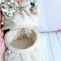 Beige Lace Trinket Box Decorated with Soft Colored Flowers