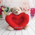 Koala Baby - Tan Teddy Bear with a Red Plush Heart Shaped Picture Frame BEAR HUGS