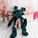 Stuffed Green Moose with Scarf Around his Neck, by Plushtic