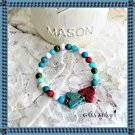 Elastic Bracelet with Multicolored Beads and Butterflies Charm for Girl