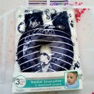 Baby Kiss 3-Piece Blanket, Travel Pillow, Seat Belt Cover Set, Blue Striped and Monkey Print