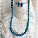 Turquoise Dyed Howlite Drop Earrings and Necklace Set for Women
