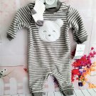 Carter’s Little Layette 2-Piece Set Baby Unisex Brown-Grey Striped Coverall Jumpsuit