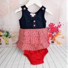UNIK - Blue with Red Checkered Ruffle Dress for Baby Girls 12 Months