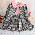 Youngland Baby - Infant Girl Gray-Pink Plaid Coat and Dress Set,  Size 24 Months
