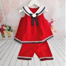 Bonnie Baby - Baby Girl Sailor/Nautical Red & White Sleeveless Dress/Capris 12 Months