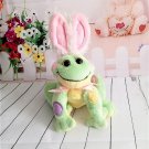 Ganz - "Frabbit HE 8613" Green Plush Frog with Easter Bunny Ears and Pastel Polka Dots