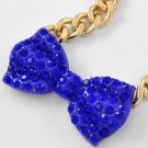 Blue Bow Tie Pendant Necklace