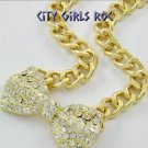 Gld Bow Tie Pendant Necklace