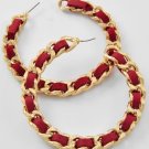 Gold and red lace earrings