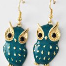 Green owl earrings