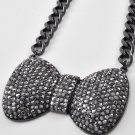 Black bow necklace Lg
