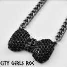 Medium black bow necklace