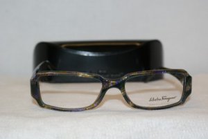Brand New Salvatore Ferragamo Striped Gray Violet Eyeglasses: Mod. 2634 & Case
