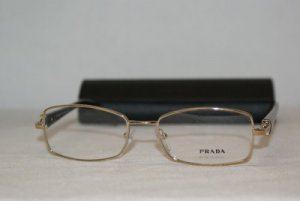 Brand New Prada Shiny Gold Eyeglasses: Mod. VPR 59N (2AU-1O1) 52-17 & Case